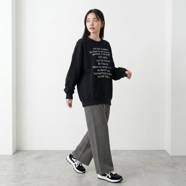 柄ニットワイドパンツ
