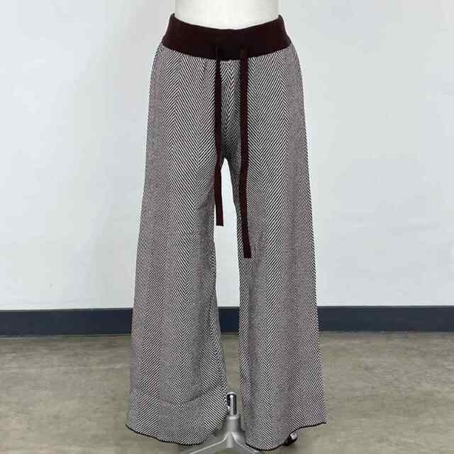柄ニットワイドパンツ