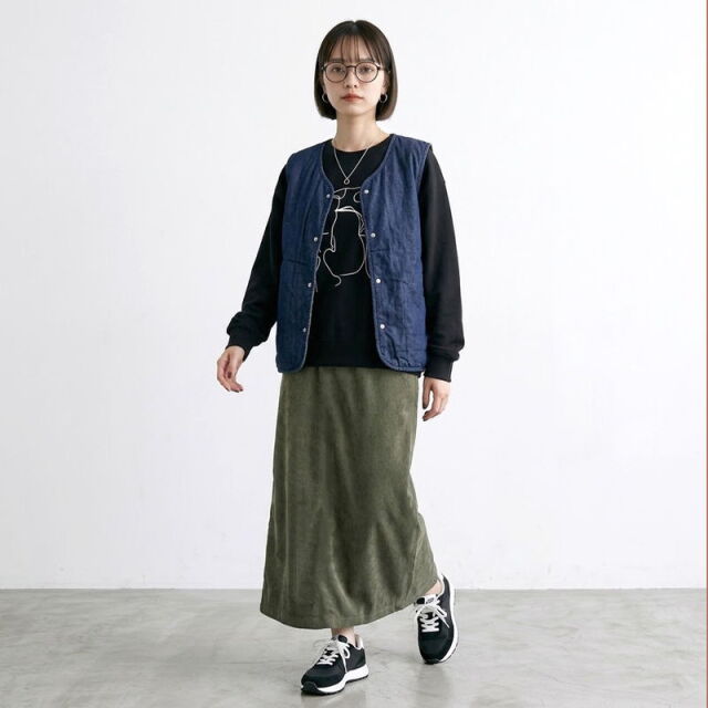 コーデュロイIラインスカート