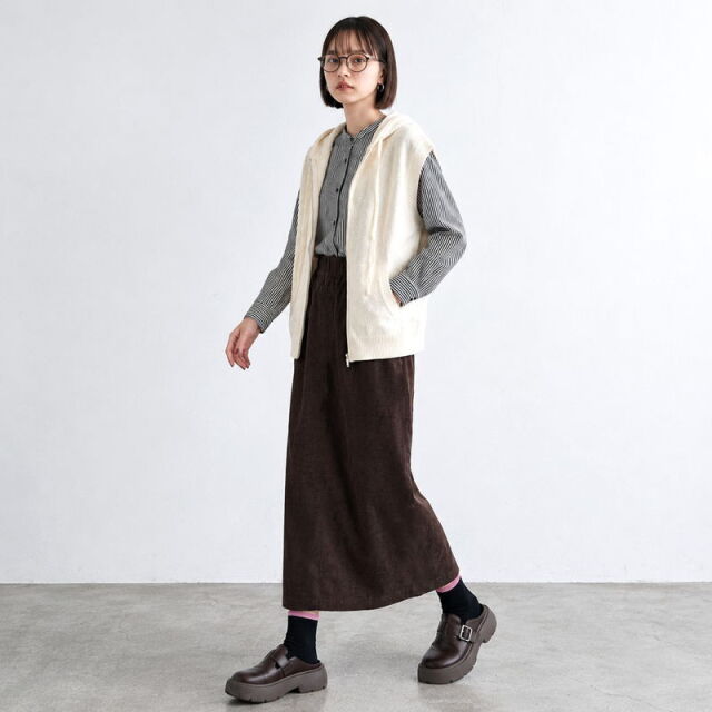 コーデュロイIラインスカート