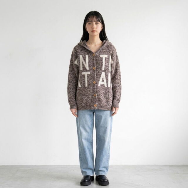 ロゴニットボタンパーカー