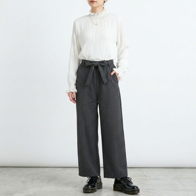 暖シフォンシャーリングブラウス