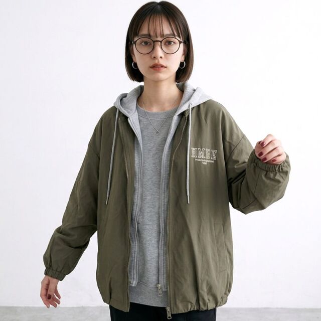 フェイクレイヤードバックロゴブルゾン