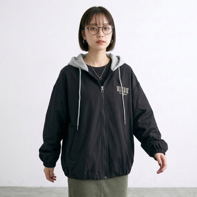フェイクレイヤードバックロゴブルゾン