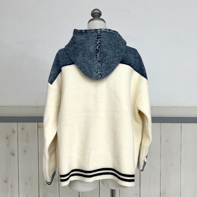 デニム切替ボタンパーカー