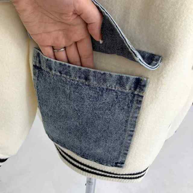 デニム切替ボタンパーカー