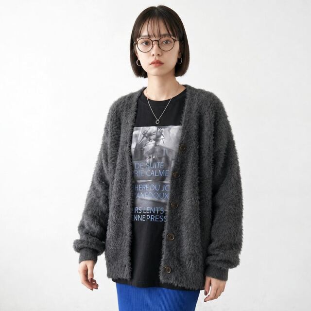 シャギーVカーディガン