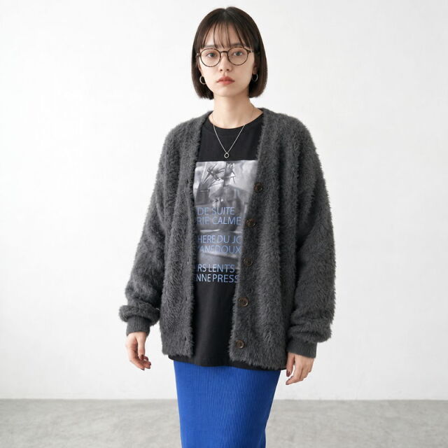 シャギーVカーディガン