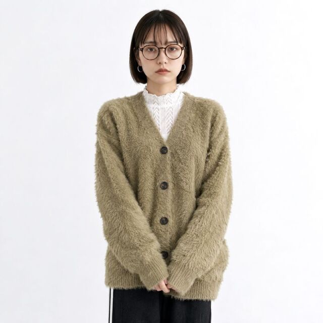 シャギーVカーディガン