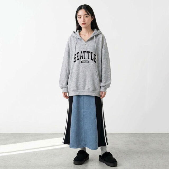 ハーフジップロゴパーカー