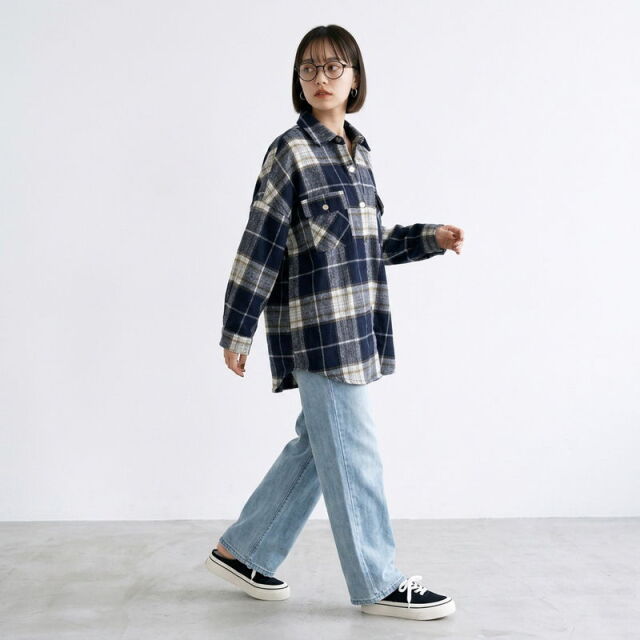 シャギーチェックシャツ