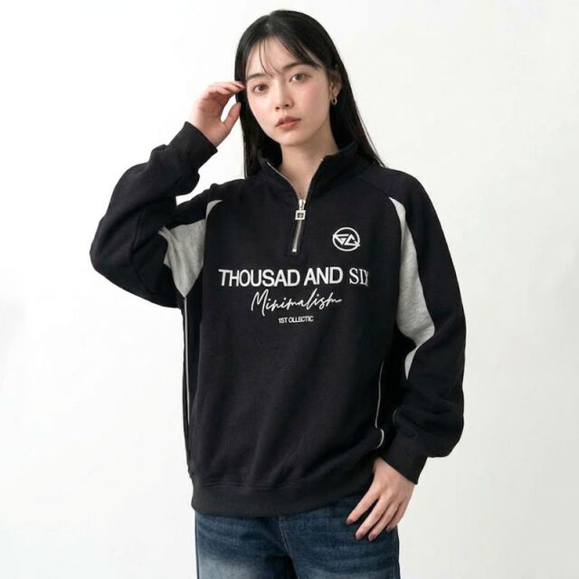 スポーツロゴハーフジッププルオーバー