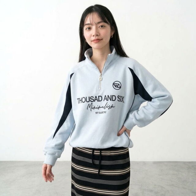 スポーツロゴハーフジッププルオーバー