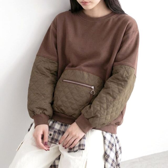 キルト切替プルオーバー