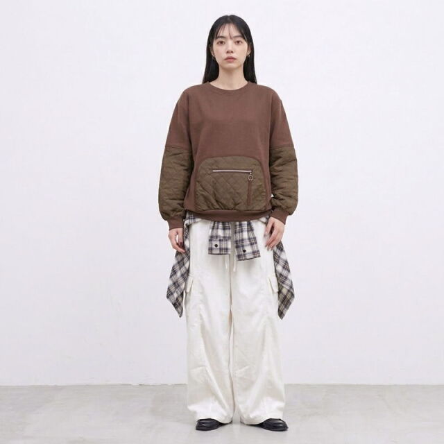 キルト切替プルオーバー