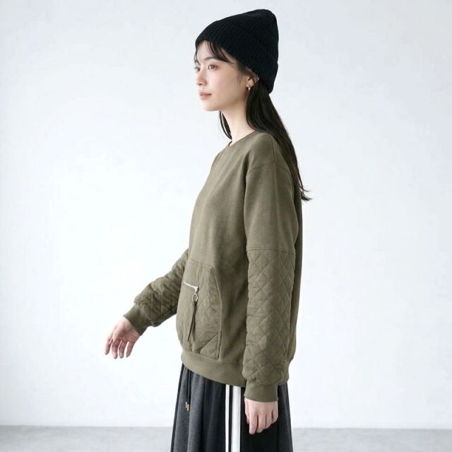 キルト切替プルオーバー