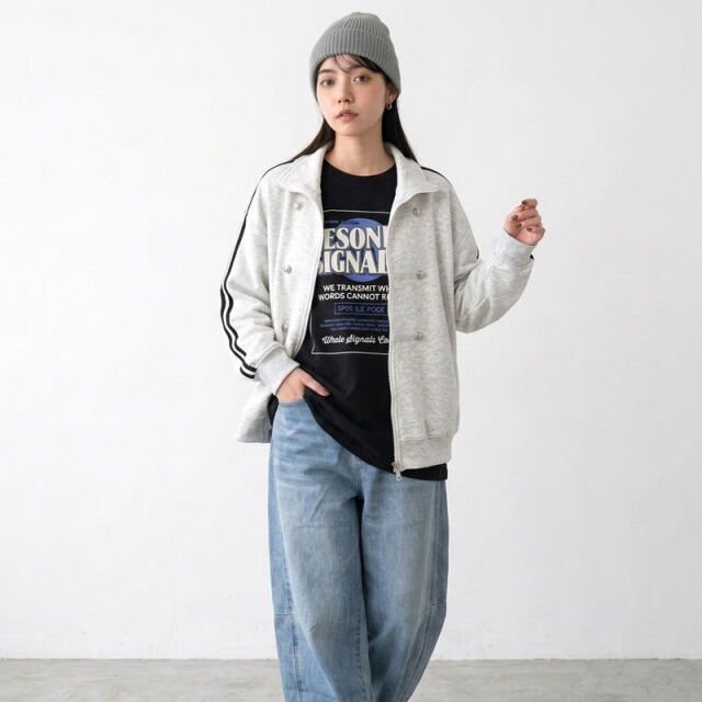 袖ラインナポレオンスタンドカーディガン