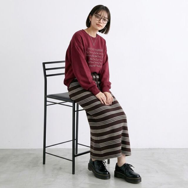 マルチボーダーニットIラインスカート