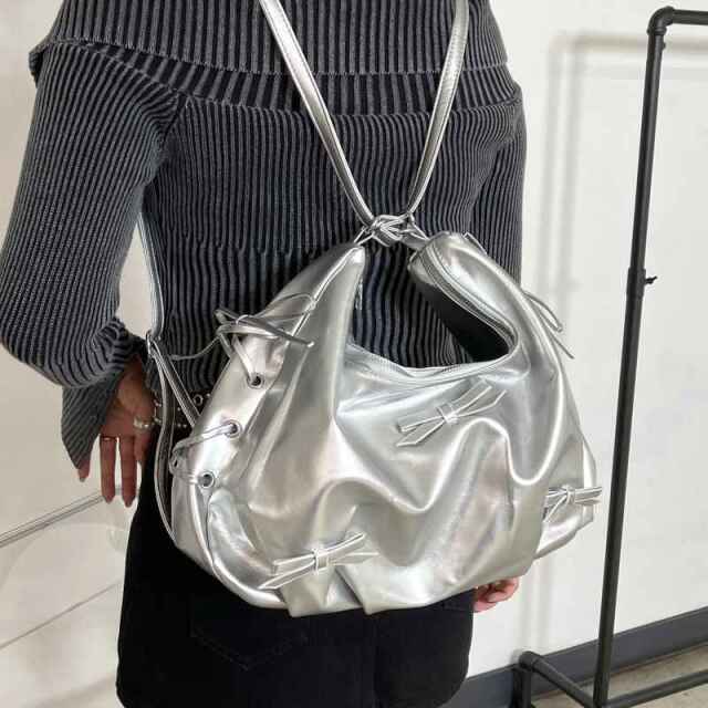 Mサイズ／3way bag／silver×デニム non-hedge リボンスピンドル3WAYバッグ|TiMTiMオンラインストア