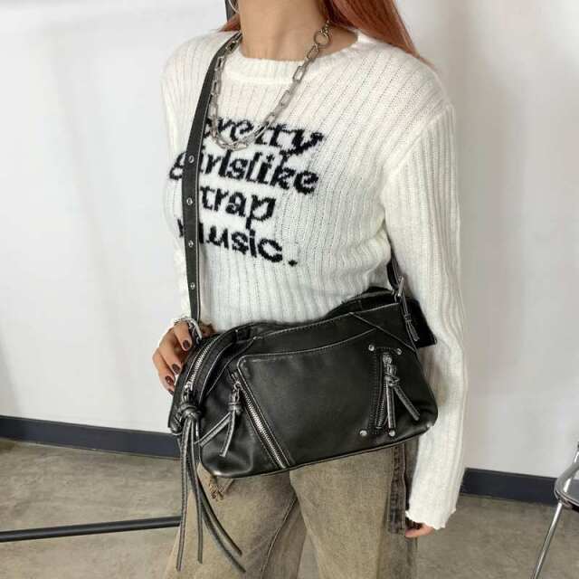 ブリーチ加工ZIPショルダーバッグ