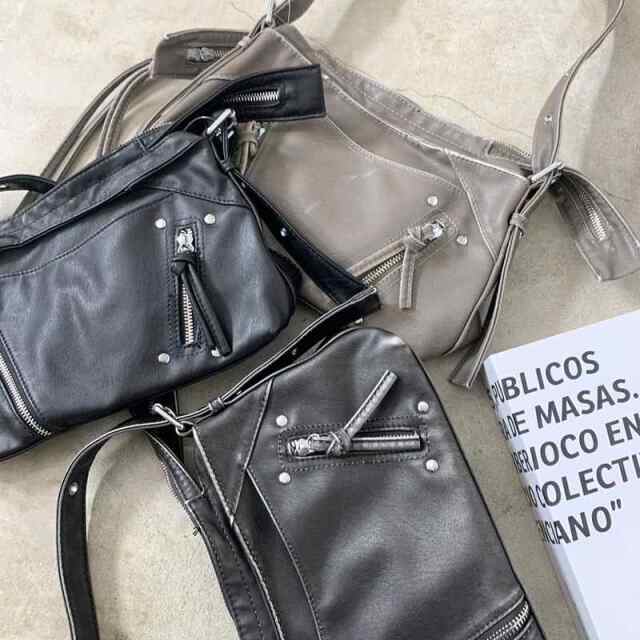 ブリーチ加工ZIPショルダーバッグ
