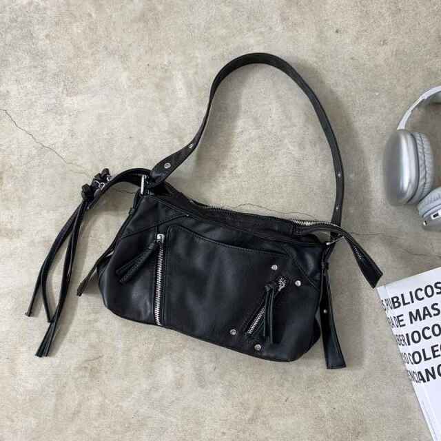 ブリーチ加工ZIPショルダーバッグ