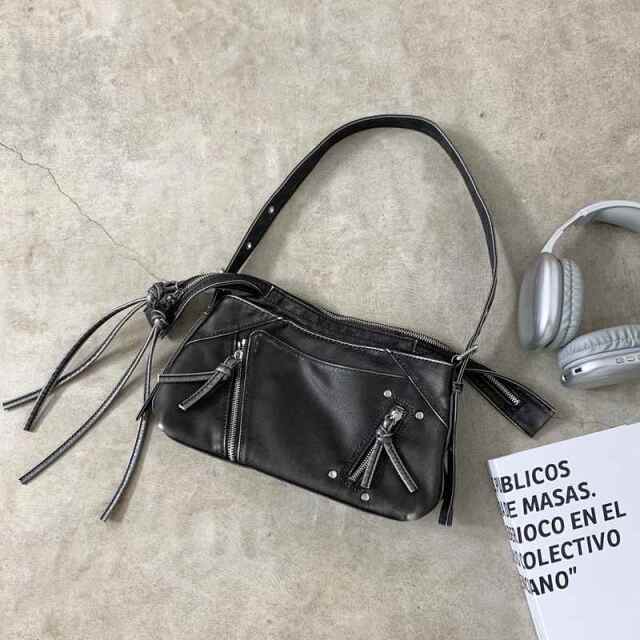 ブリーチ加工ZIPショルダーバッグ