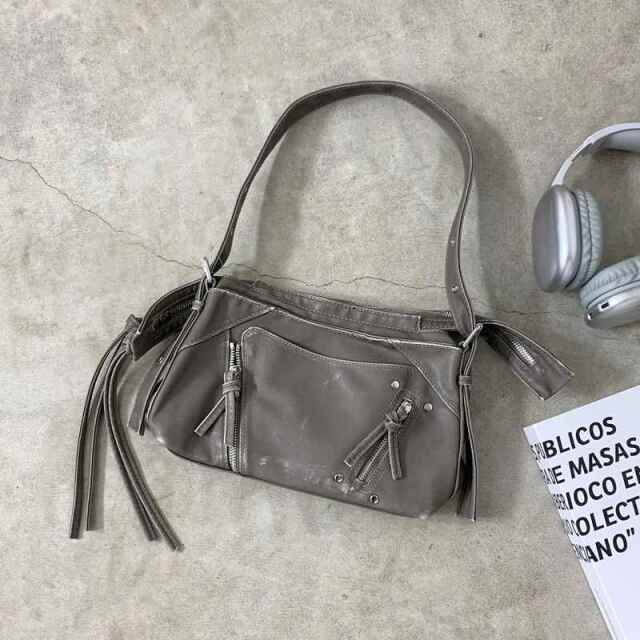 ブリーチ加工ZIPショルダーバッグ