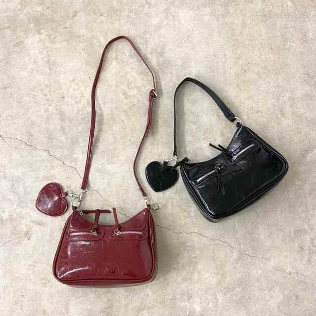 ＊未使用 イアパピヨネ 2WAYレザーショルダーバッグ ハートチャーム セット 2WAY Leather Mini Shoulder Bag With Drawstring Charm