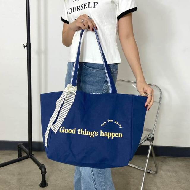 ストライプキャンバスリバーシブルトートバッグ