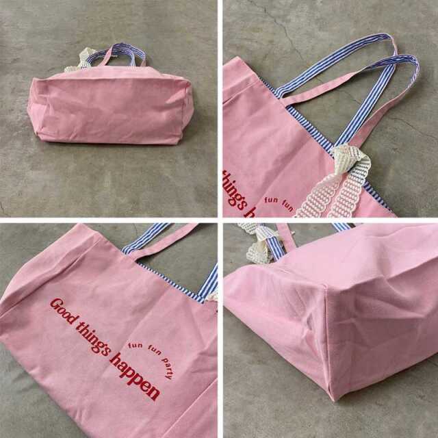 ストライプキャンバスリバーシブルトートバッグ