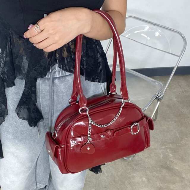 チェーンハートチャーム付きミニボストンバッグ