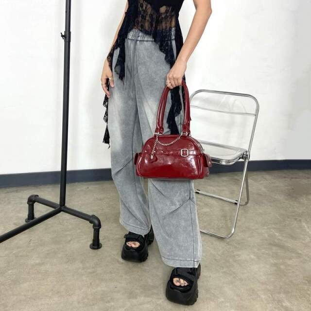 チェーンハートチャーム付きミニボストンバッグ