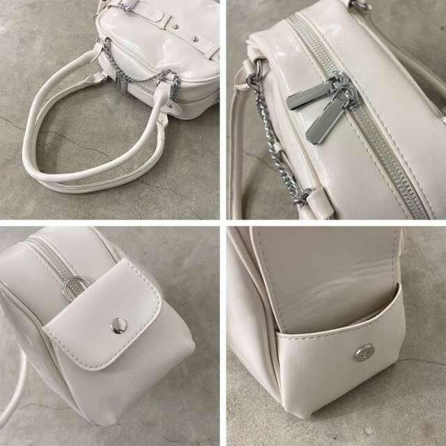 チェーンハートチャーム付きミニボストンバッグ