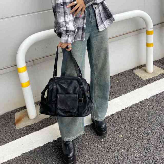 ブラック 合成皮革 ボストンバッグ ボストンバッグ 合成皮革 大容量トラベルバッグ レディース