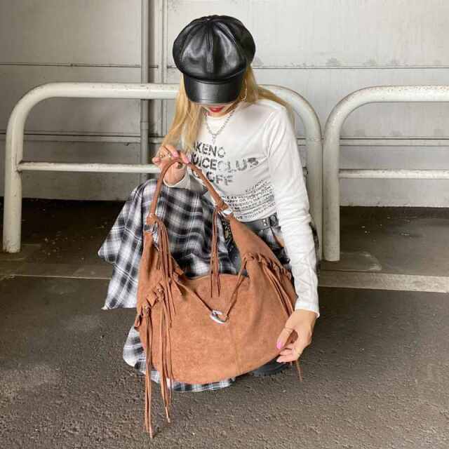 フェイクスウェードフリンジバッグ