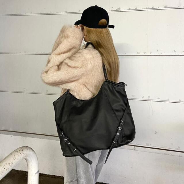 ソフト合成皮革ムラトートバッグ