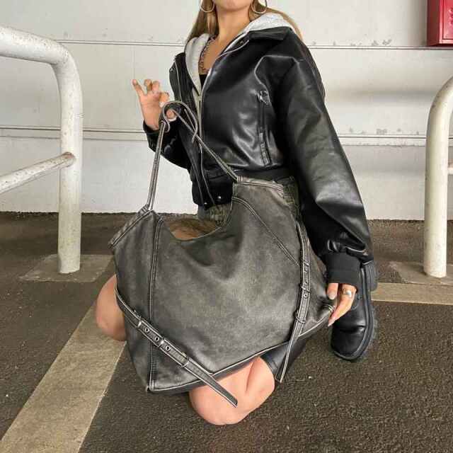ソフト合成皮革ムラトートバッグ
