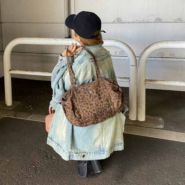ヒョウ柄ボストンバッグ