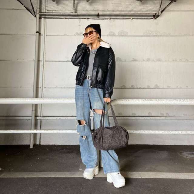 ヒョウ柄ボストンバッグ