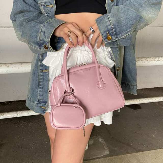 チャーム付きミニボストンバッグ