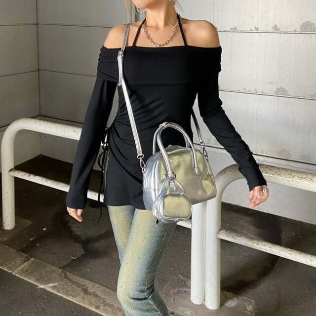 チャーム付きミニボストンバッグ