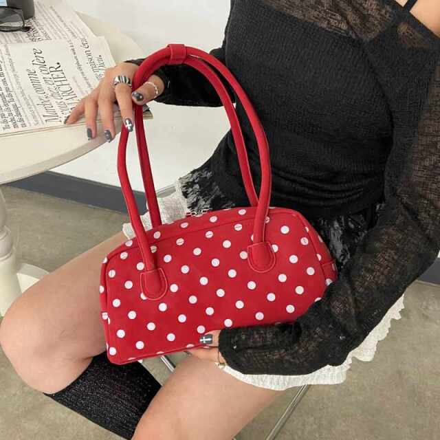 合成皮革ドットボストンバッグ