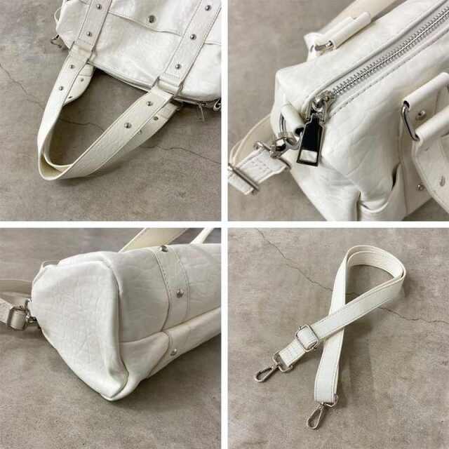 スタッズ型押し2WAYボストンバッグ