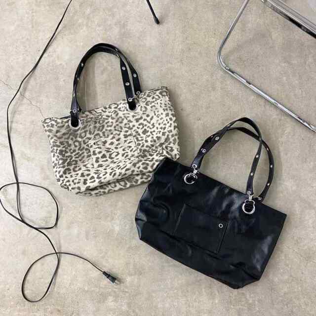 リバーシブルヒョウ柄トートバッグ