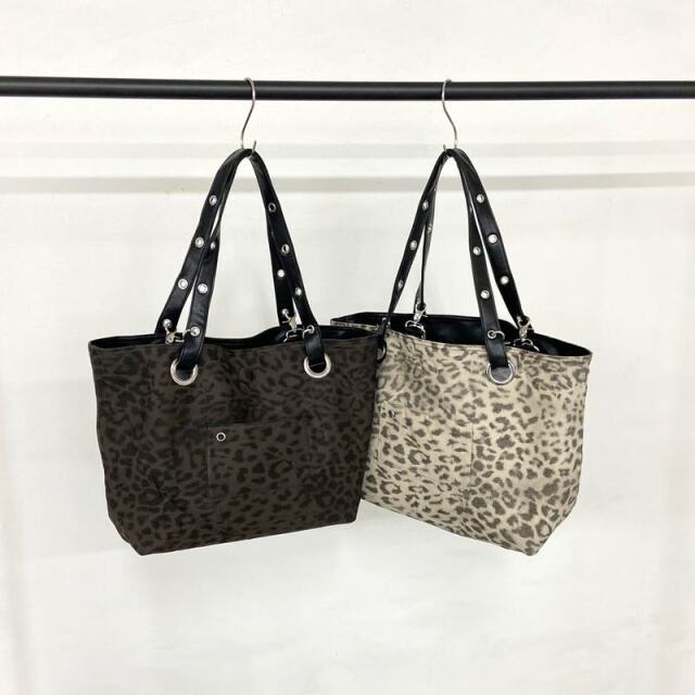 リバーシブルヒョウ柄トートバッグ