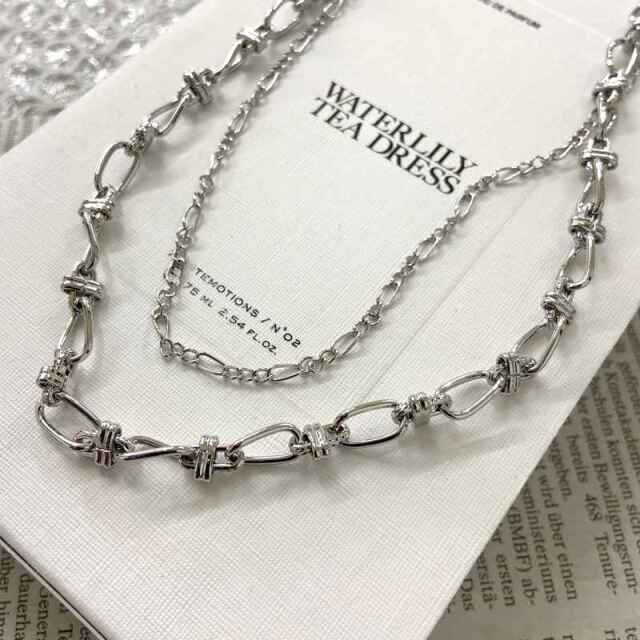 変形リング2連ネックレス