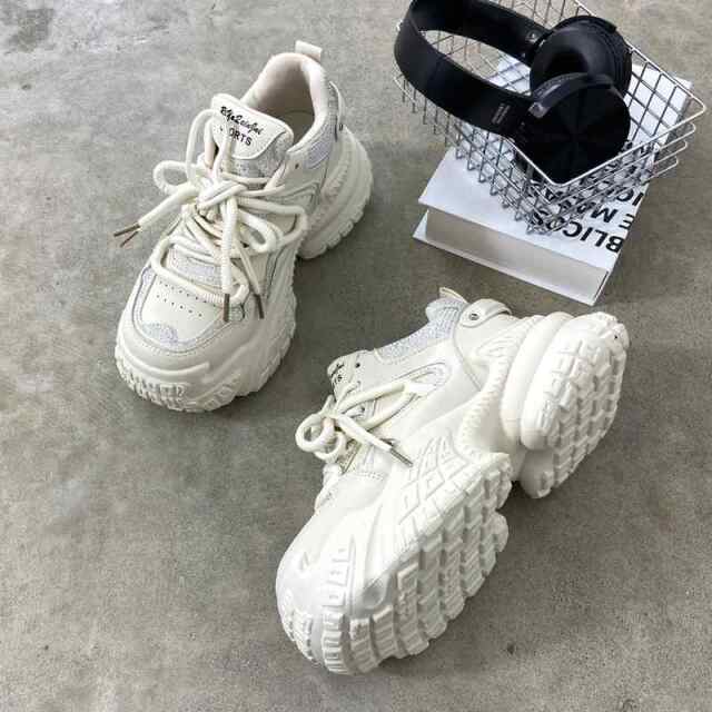 ストーン厚底スニーカー