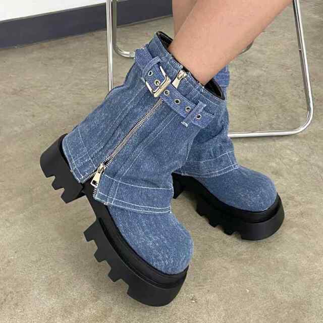 デニムレイヤード風ブーツ