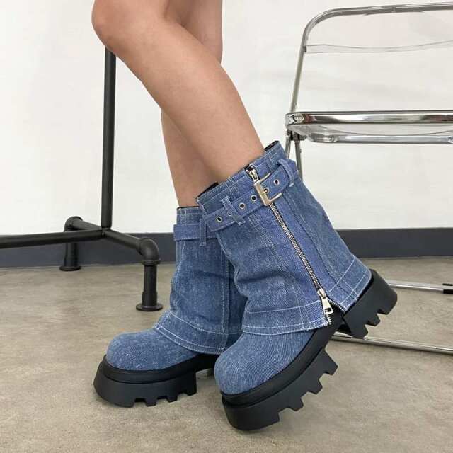 ☆値下げ☆nakedWolf☆デニムブーツ non-hedge デニムレイヤード風ブーツ|TiMTiMオンラインストア